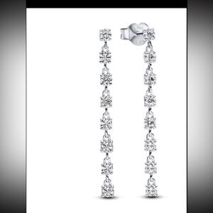 Pure silver 8 stone drop earrings